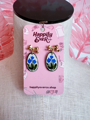 Blue Tulip Bow Earrings  *Final Sale*