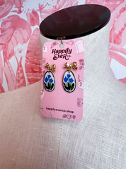 Blue Tulip Bow Earrings  *Final Sale*