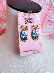 Blue Tulip Bow Earrings  *Final Sale*