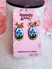 Blue Tulip Bow Earrings  *Final Sale*