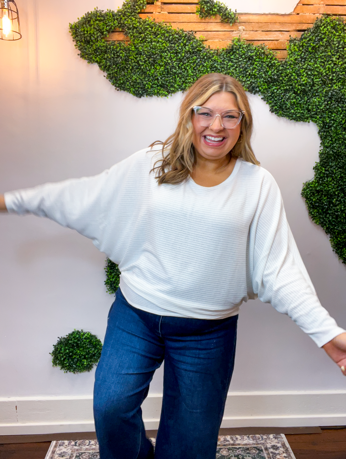 Effortless Days Long Sleeve Batwing Top in Ivory