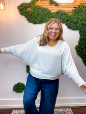 Effortless Days Long Sleeve Batwing Top in Ivory