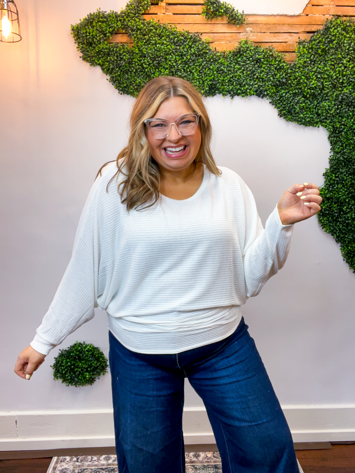 Effortless Days Long Sleeve Batwing Top in Ivory
