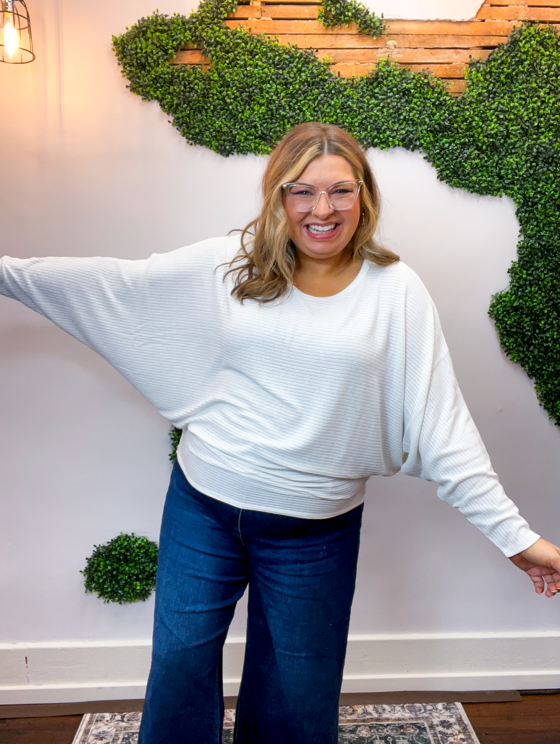 Effortless Days Long Sleeve Batwing Top in Ivory