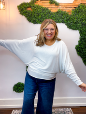Effortless Days Long Sleeve Batwing Top in Ivory