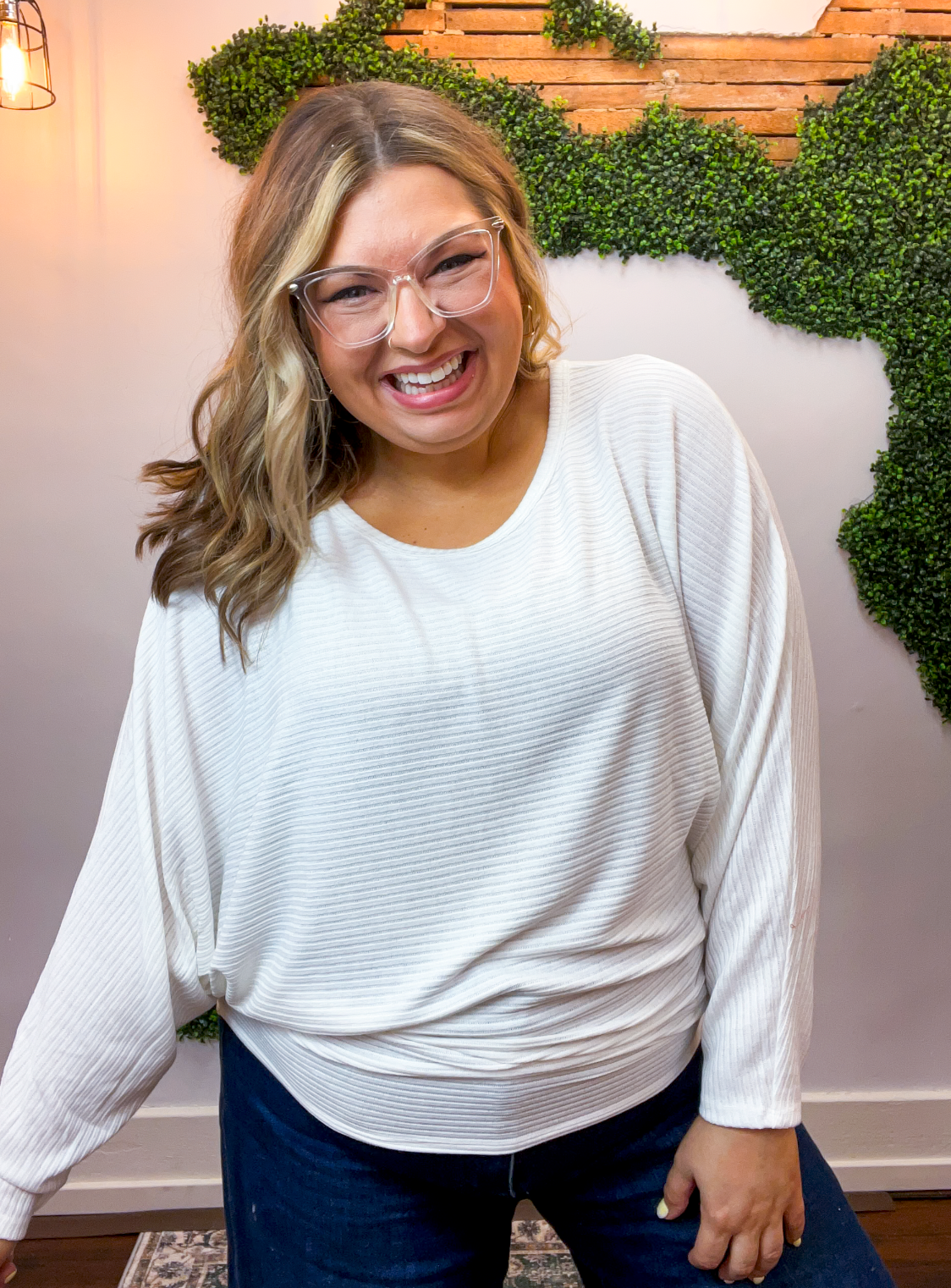 Effortless Days Long Sleeve Batwing Top in Ivory