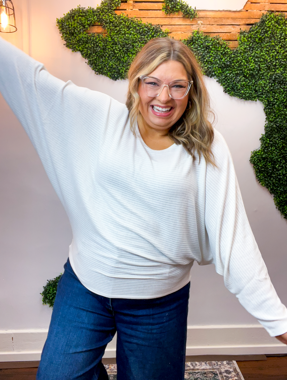 Effortless Days Long Sleeve Batwing Top in Ivory