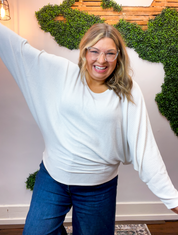 Effortless Days Long Sleeve Batwing Top in Ivory