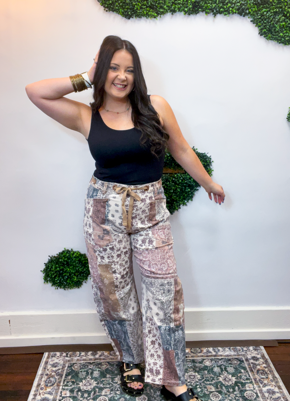 Risen | Slouchy Crop Barrel Pants in Earth Block