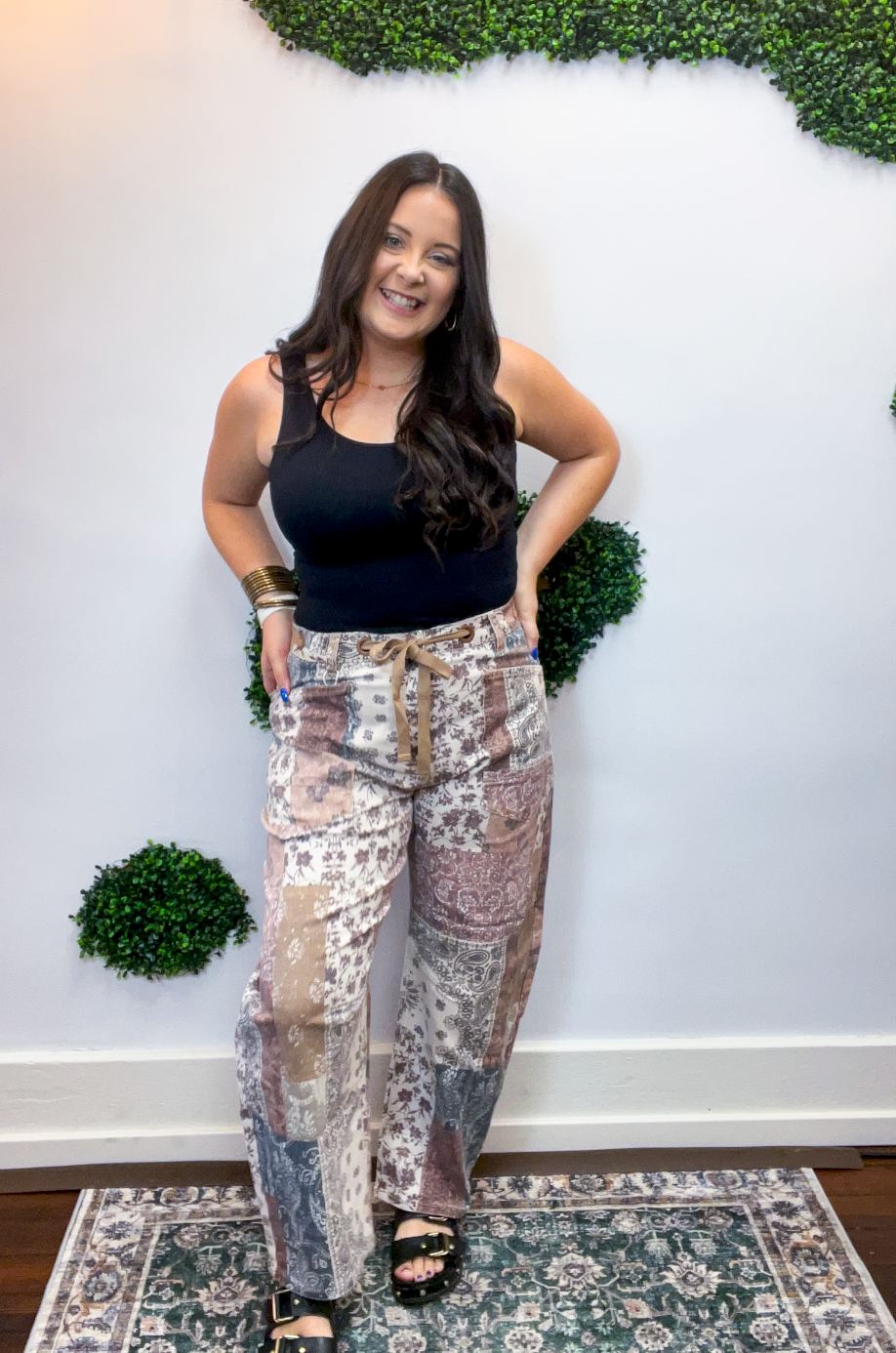 Risen | Slouchy Crop Barrel Pants in Earth Block