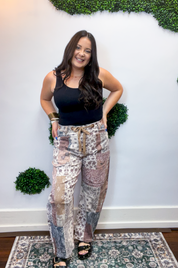 Risen | Slouchy Crop Barrel Pants in Earth Block