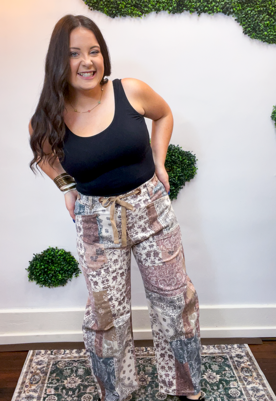 Risen | Slouchy Crop Barrel Pants in Earth Block