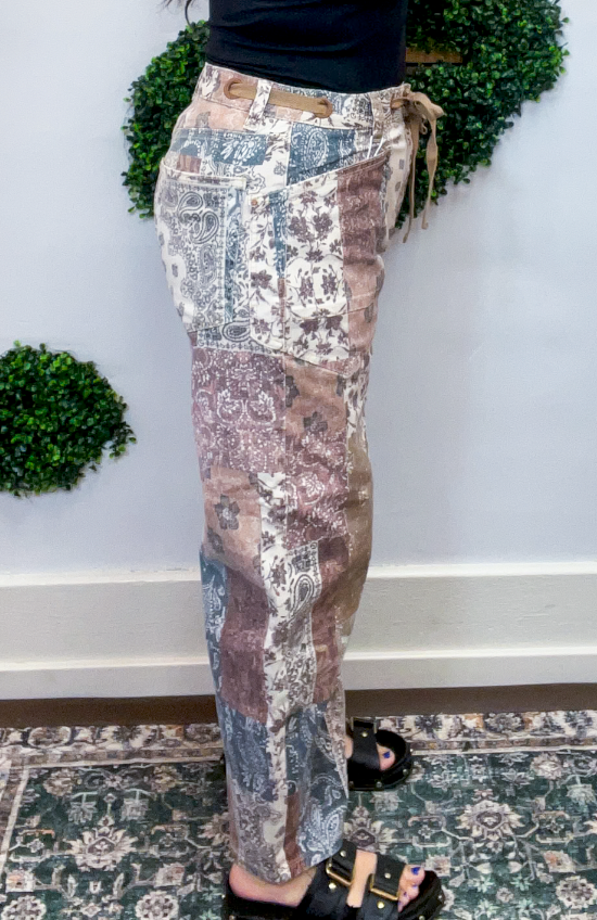Risen | Slouchy Crop Barrel Pants in Earth Block