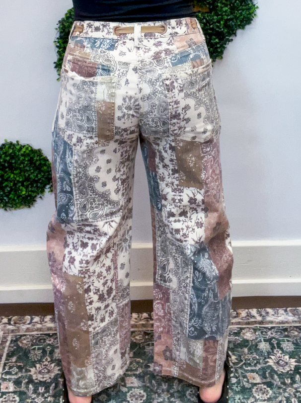 Risen | Slouchy Crop Barrel Pants in Earth Block