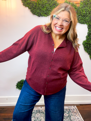 The Staple Button Front Cardigan in Burgundy