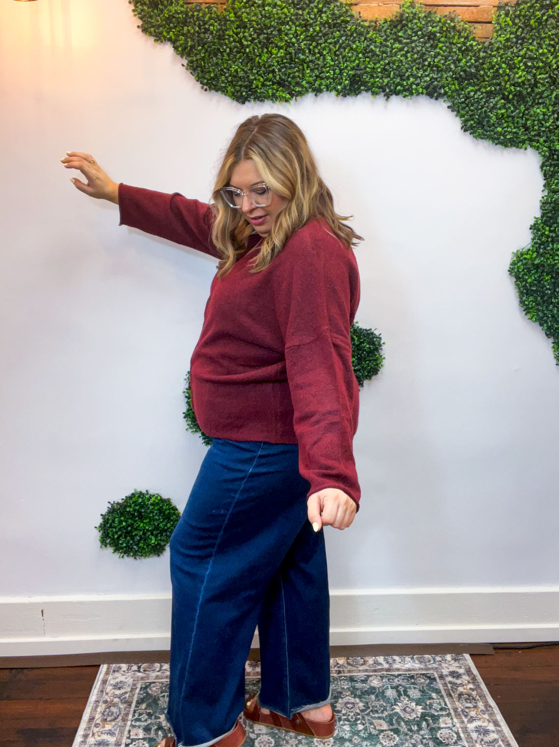 The Staple Button Front Cardigan in Burgundy