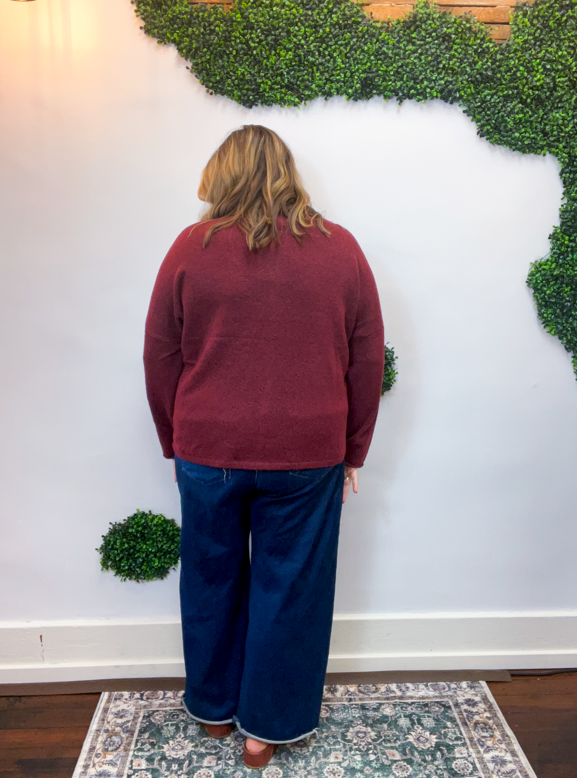 The Staple Button Front Cardigan in Burgundy