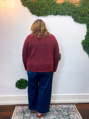 The Staple Button Front Cardigan in Burgundy