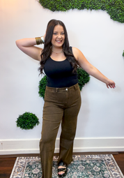 Frayed Edge Wide Leg Cropped Jeans in Espresso