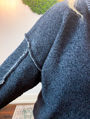 Frayed Edge Chenille Sweater in Black
