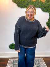 Frayed Edge Chenille Sweater in Black *40% OFF* DISCOUNT AUTOMATIC * ALL SALES ARE FINAL!*