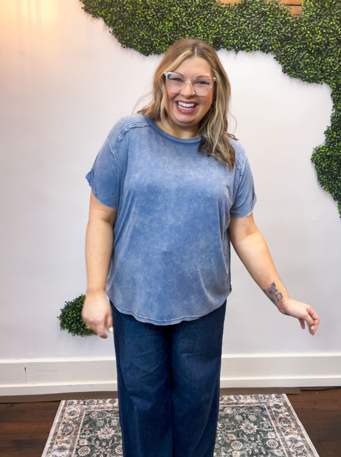 No Plans Necessary Top in Dusty Blue