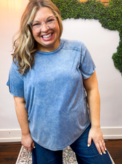 No Plans Necessary Top in Dusty Blue
