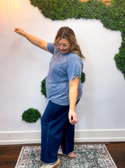 No Plans Necessary Top in Dusty Blue