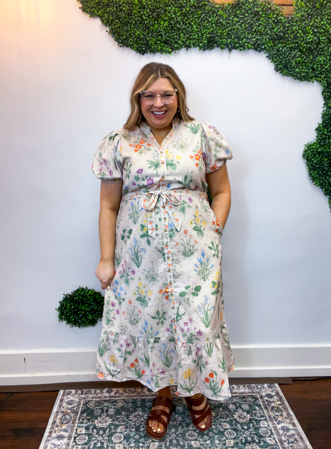 Autumn Bloom Belted Dress