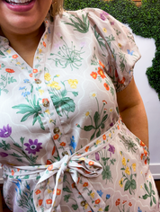 Autumn Bloom Belted Dress