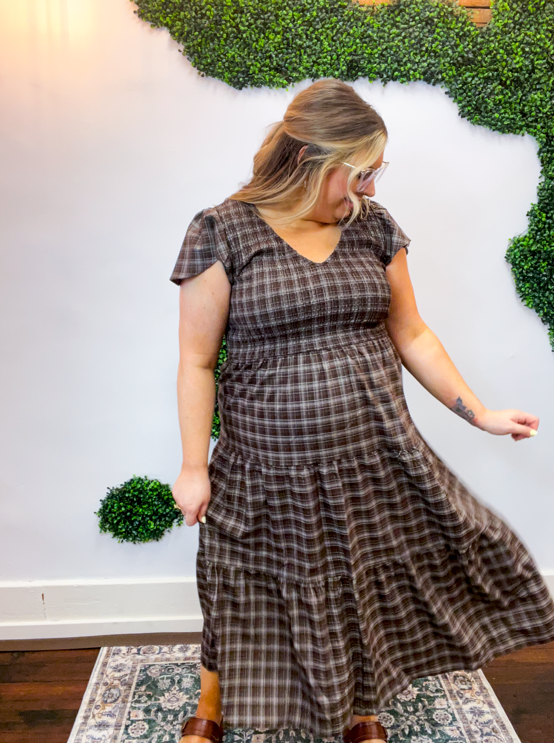 Autumn Orchard Plaid Dress