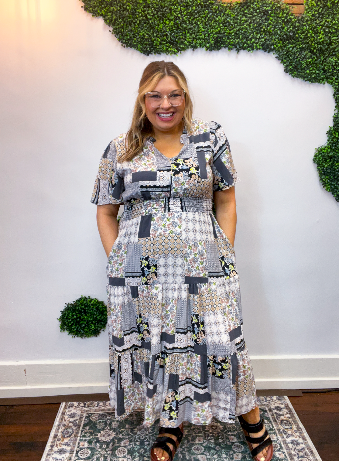 Patchwork of Art Midi Dress