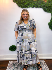 Patchwork of Art Midi Dress