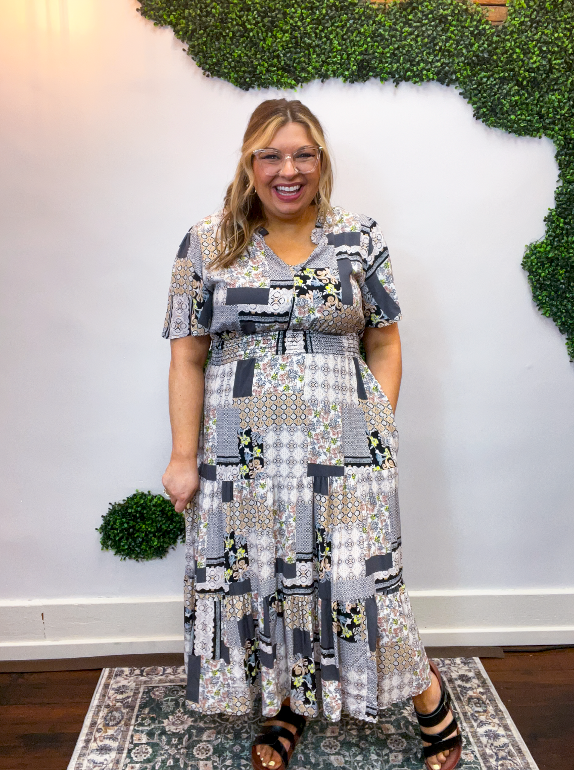 Patchwork of Art Midi Dress