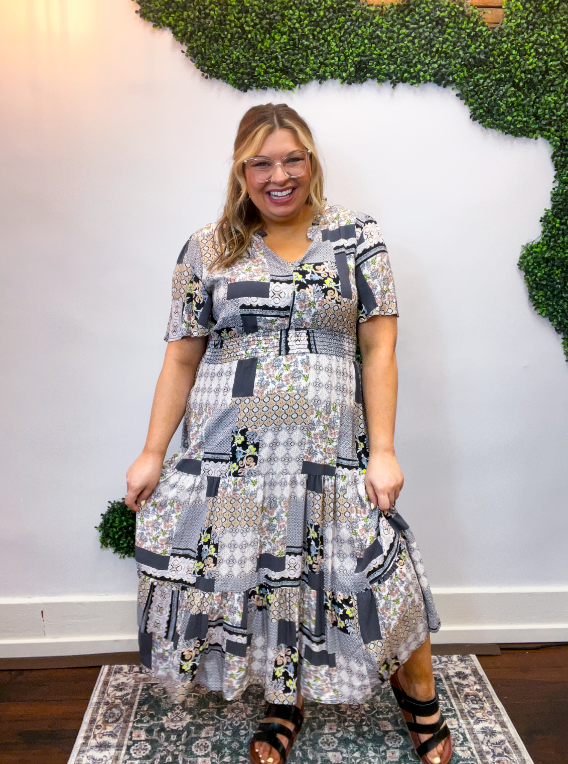 Patchwork of Art Midi Dress