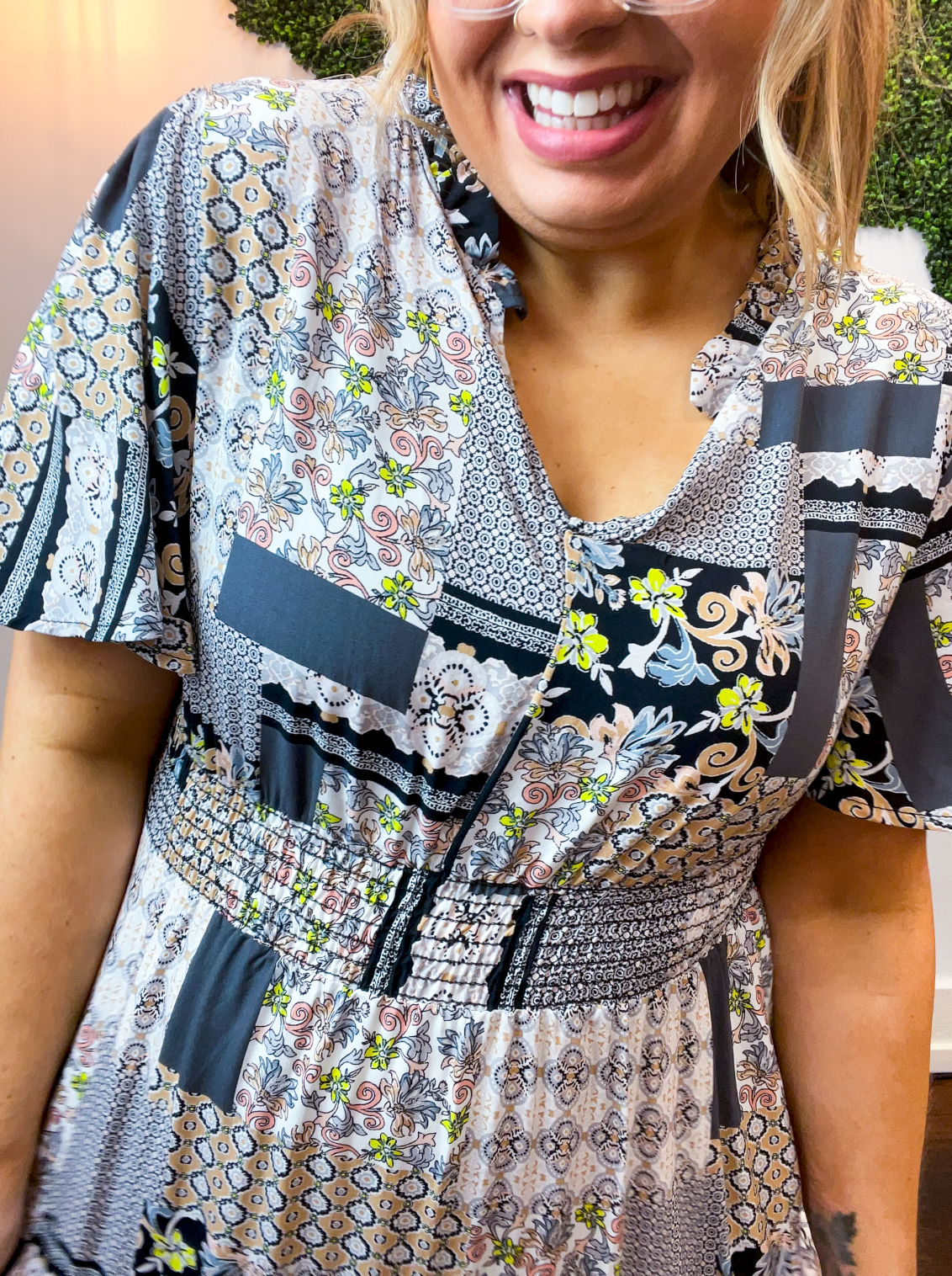 Patchwork of Art Midi Dress