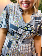Patchwork of Art Midi Dress