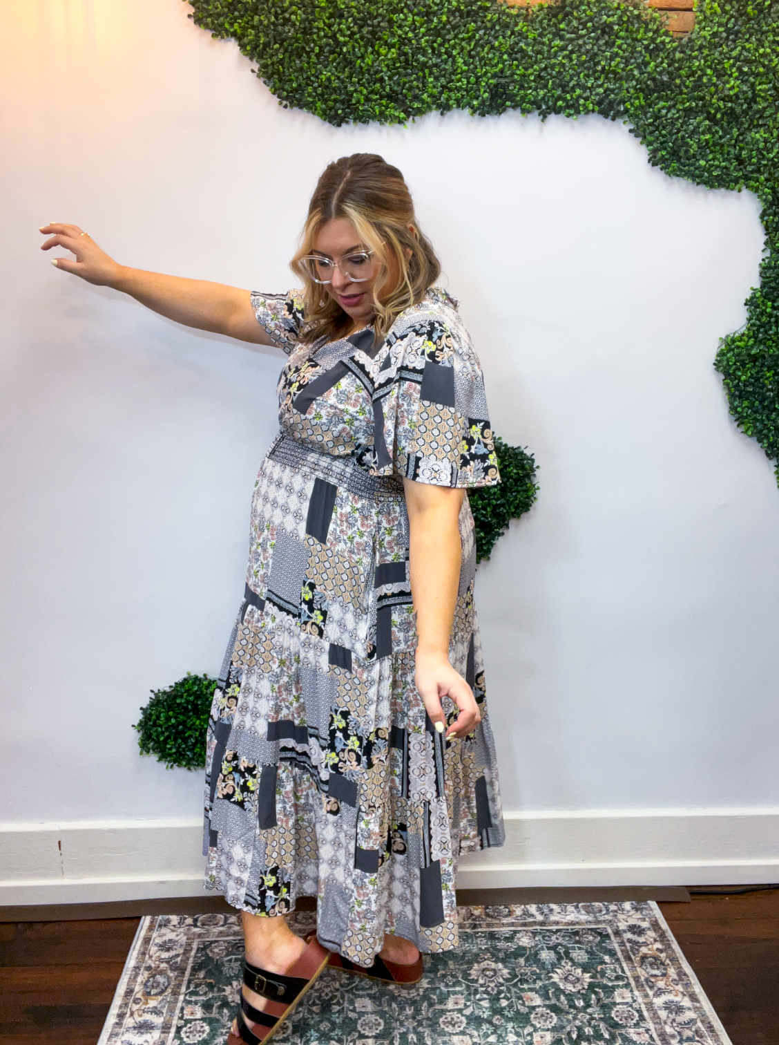 Patchwork of Art Midi Dress