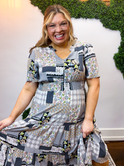 Patchwork of Art Midi Dress