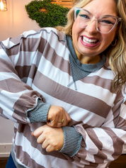 Fog & Taupe Stripe Pullover