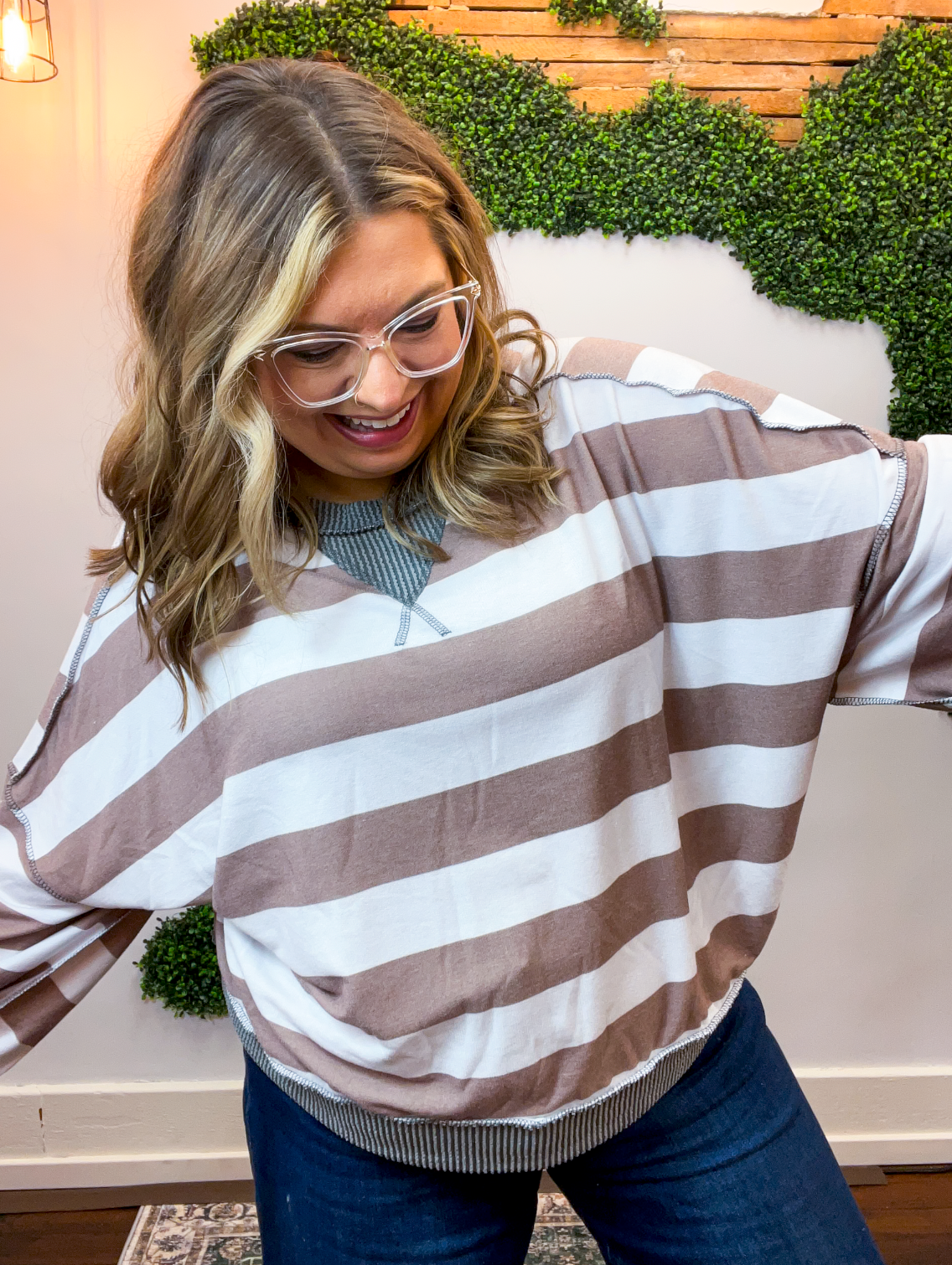 Fog & Taupe Stripe Pullover