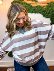 Fog & Taupe Stripe Pullover