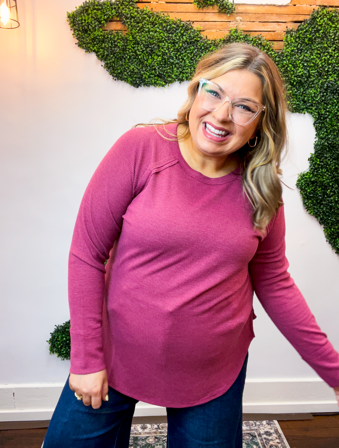 Cozy Days Baby Waffle Top in Cabernet