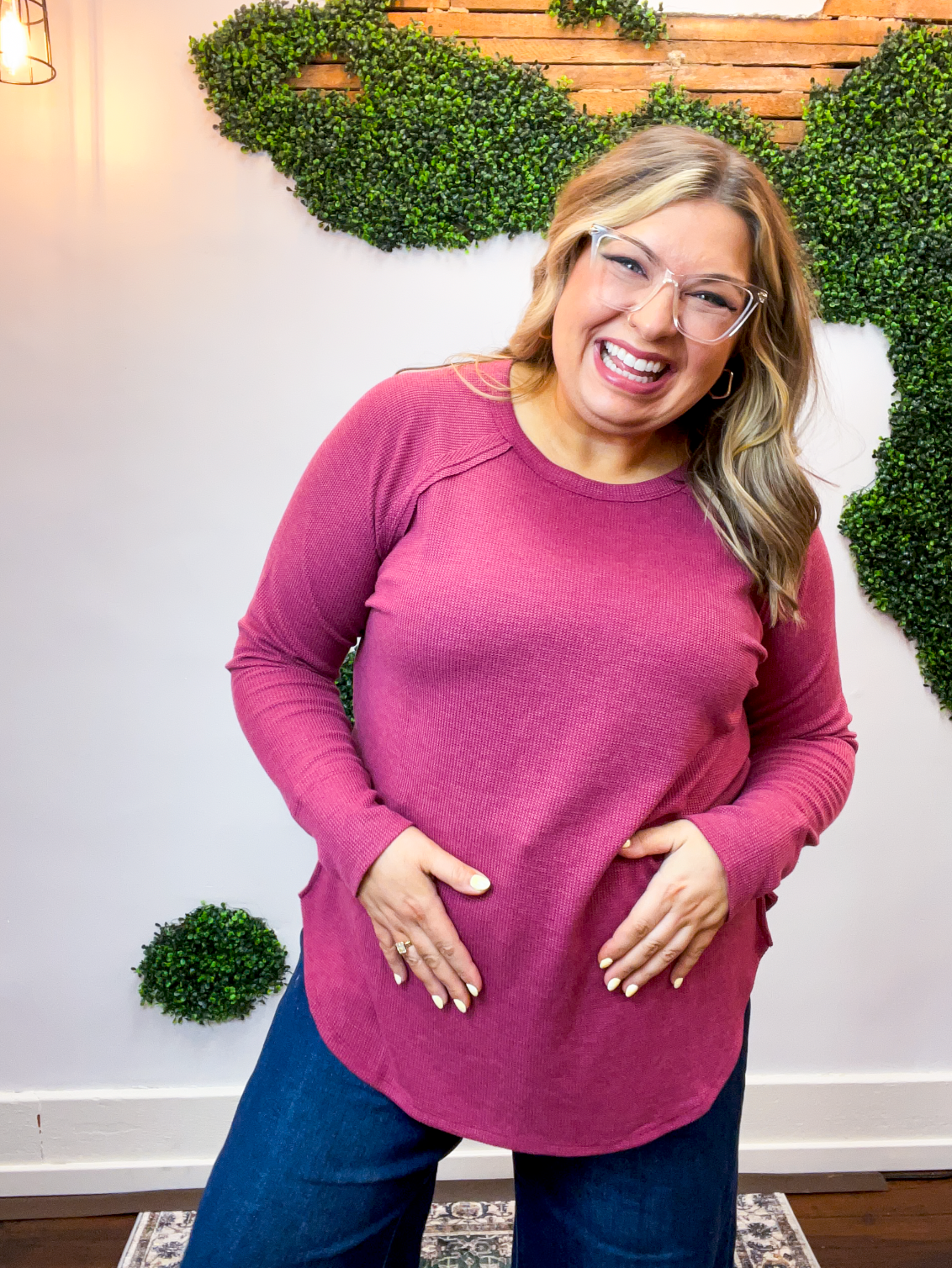 Cozy Days Baby Waffle Top in Cabernet