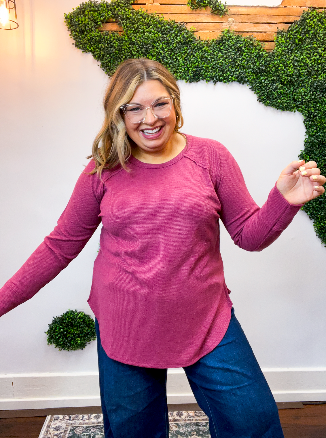 Cozy Days Baby Waffle Top in Cabernet