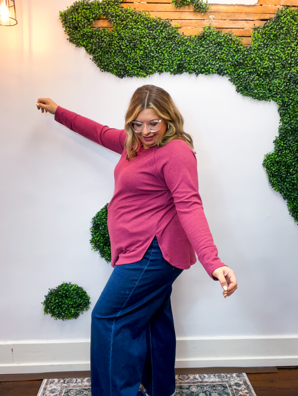 Cozy Days Baby Waffle Top in Cabernet