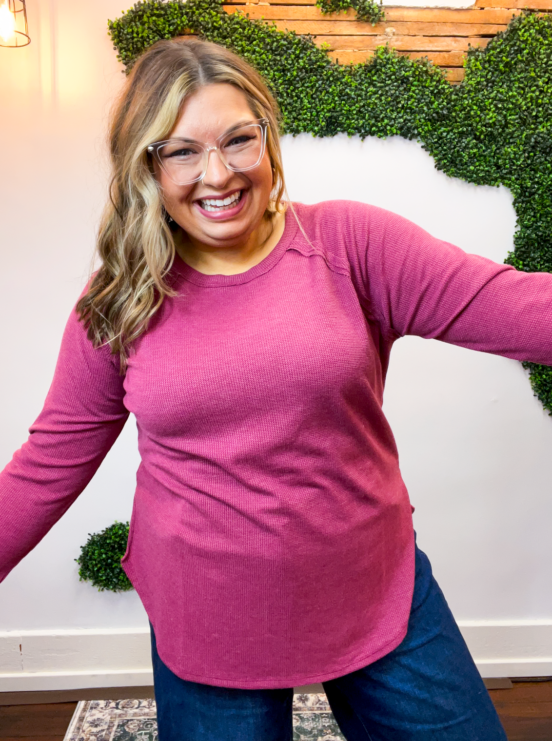 Cozy Days Baby Waffle Top in Cabernet