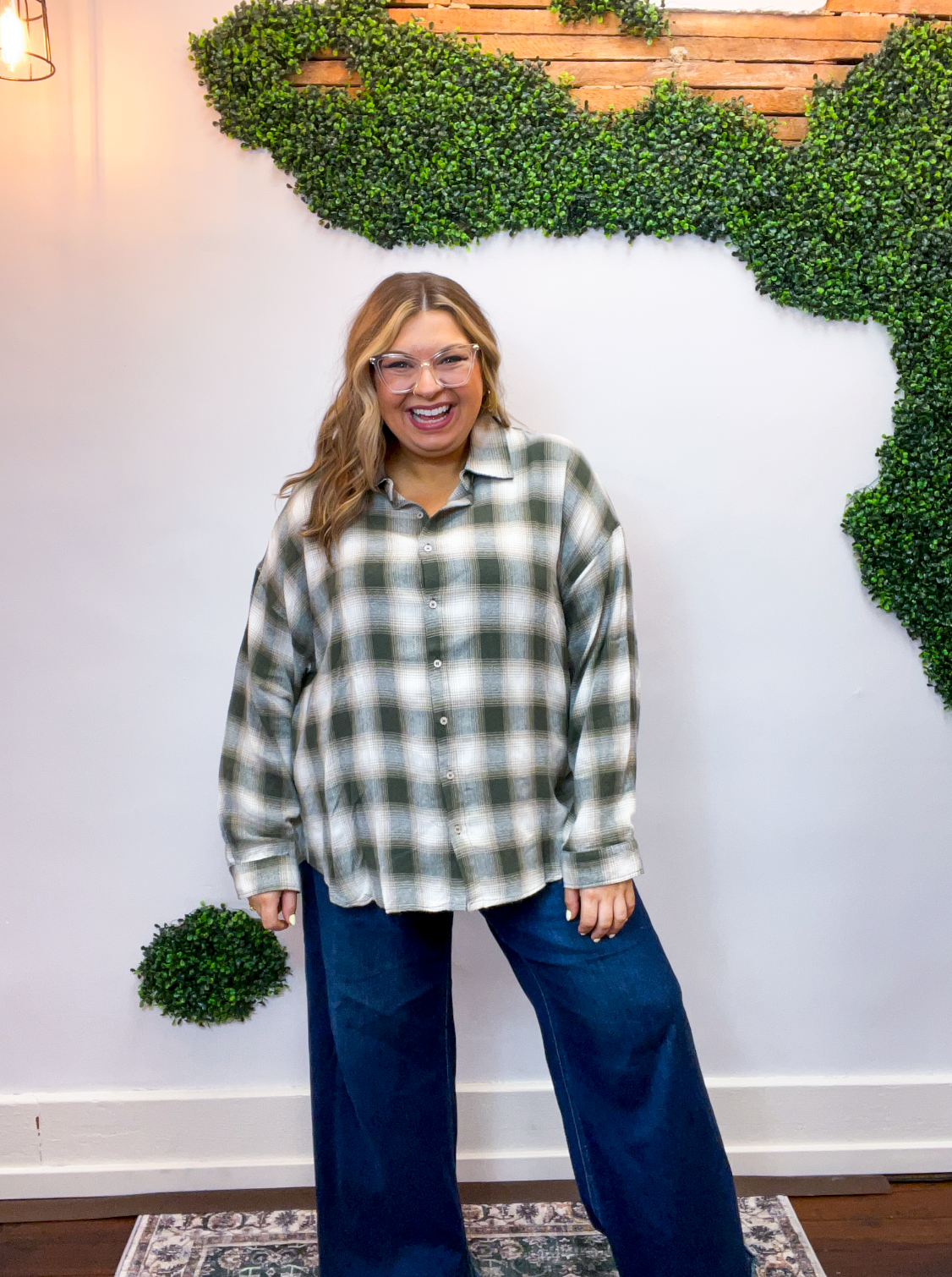 Cabin Weekend Flannel Top in Olive