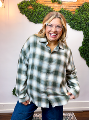 Cabin Weekend Flannel Top in Olive
