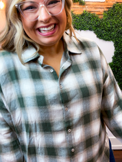 Cabin Weekend Flannel Top in Olive